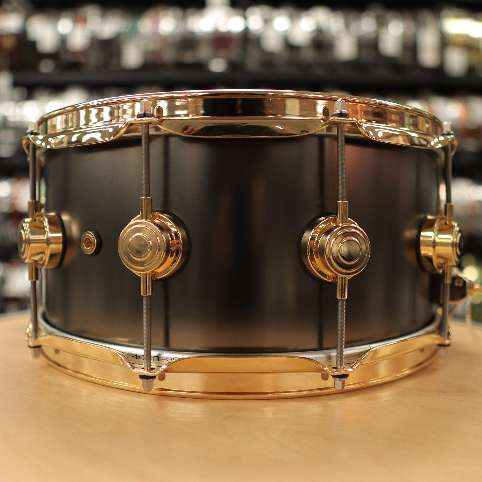 DW Pre-Owned DW Collector's Series Satin Black Nickel Over Brass 6.5x14 Snare Drum w/Gold Hardware