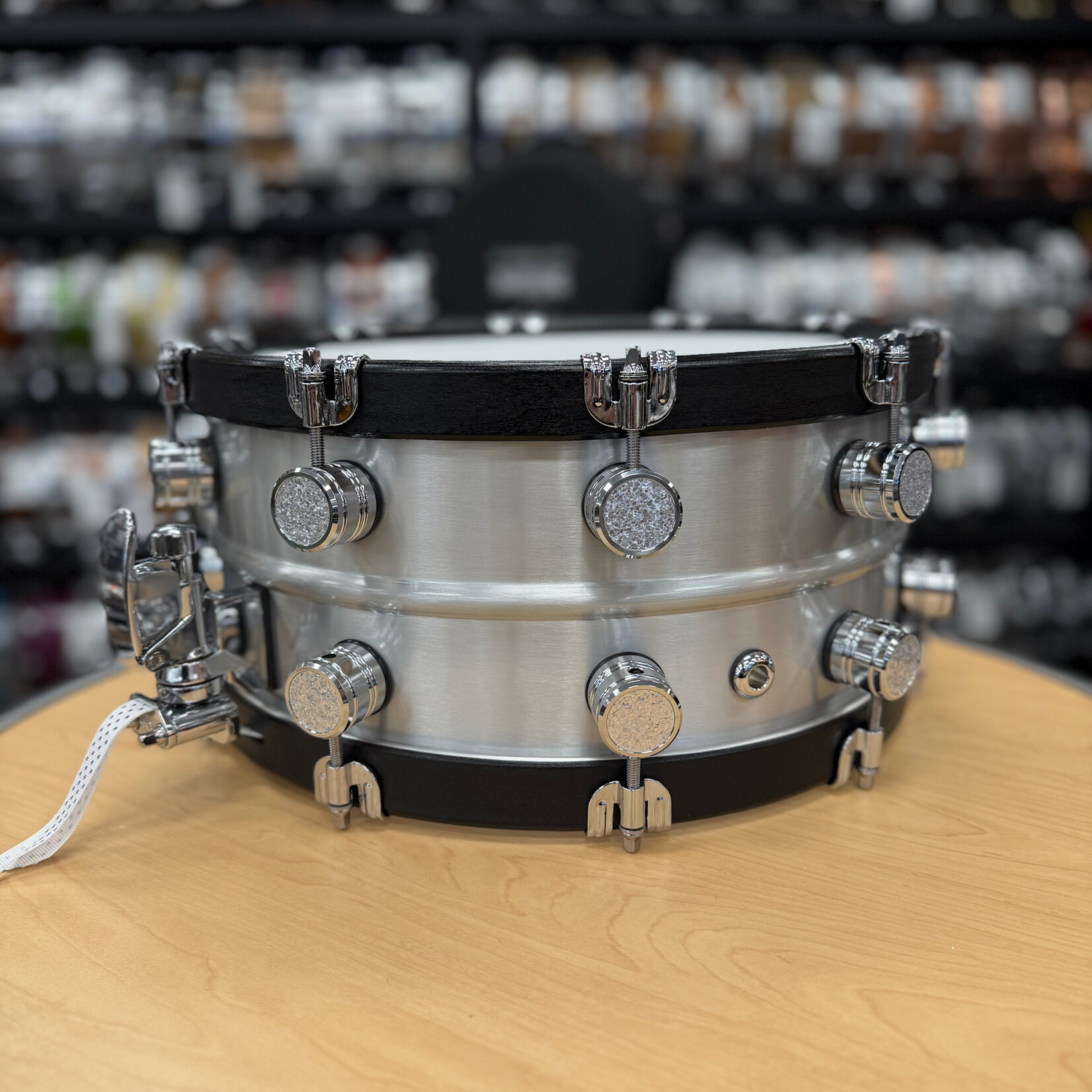 Allegra Drum Company Allegra 6.5x14" Aluminum Snare Drum with Black Wood Hoops