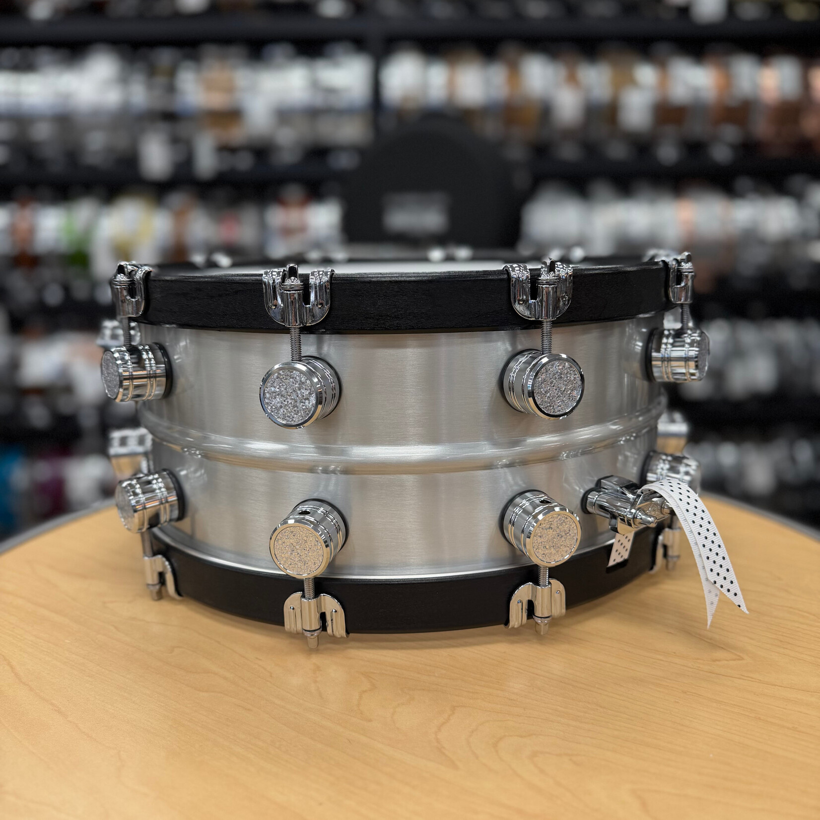 Allegra Drum Company Allegra 6.5x14" Aluminum Snare Drum with Black Wood Hoops