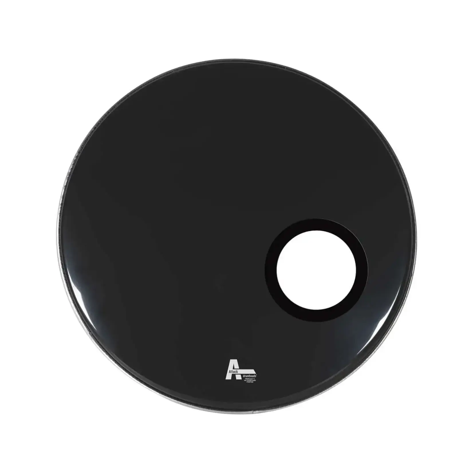 Attack Attack 20" Black Bass Drumhead with Ring & Port DHNO20P