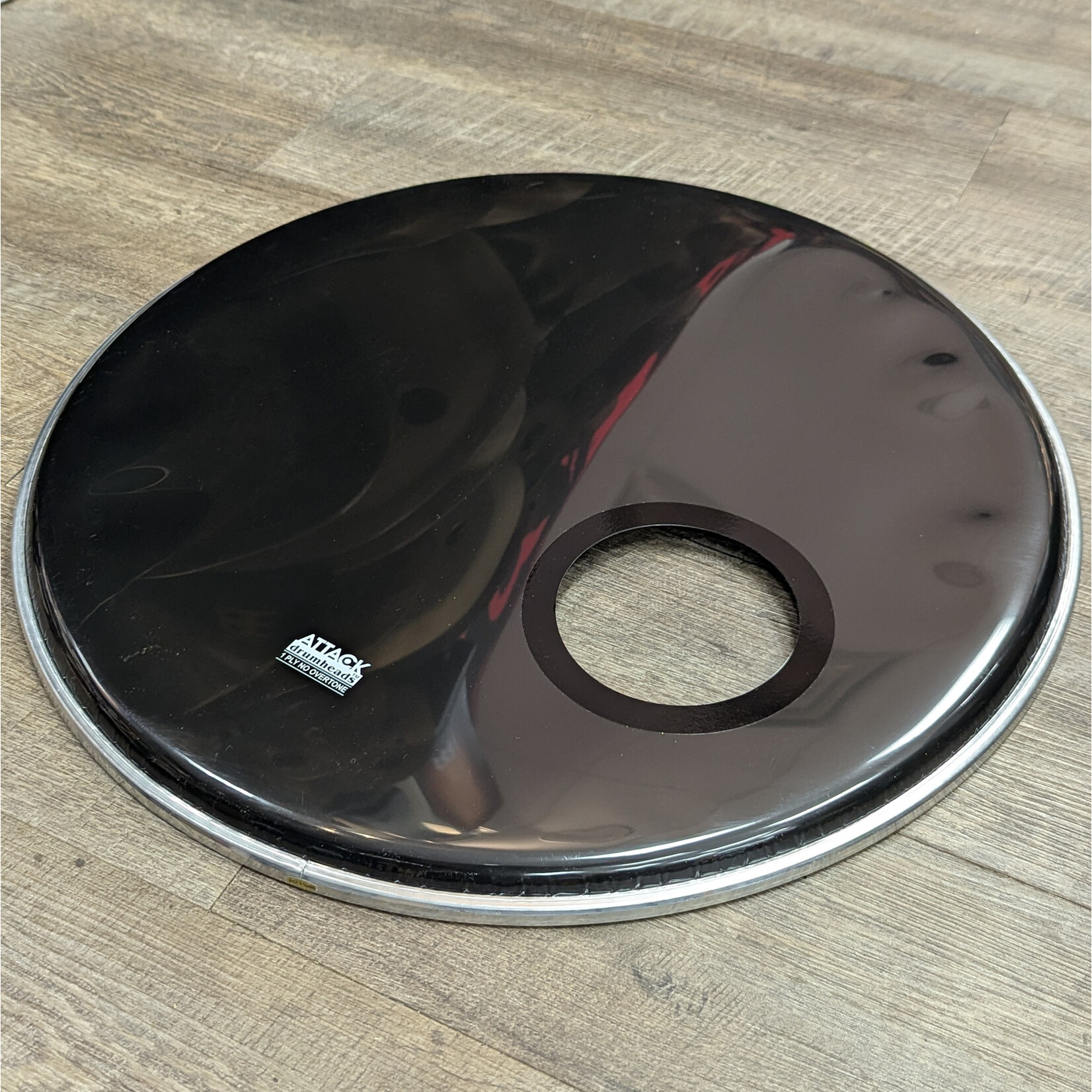 Attack Attack 20" Black Bass Drumhead with Ring & Port DHNO20P