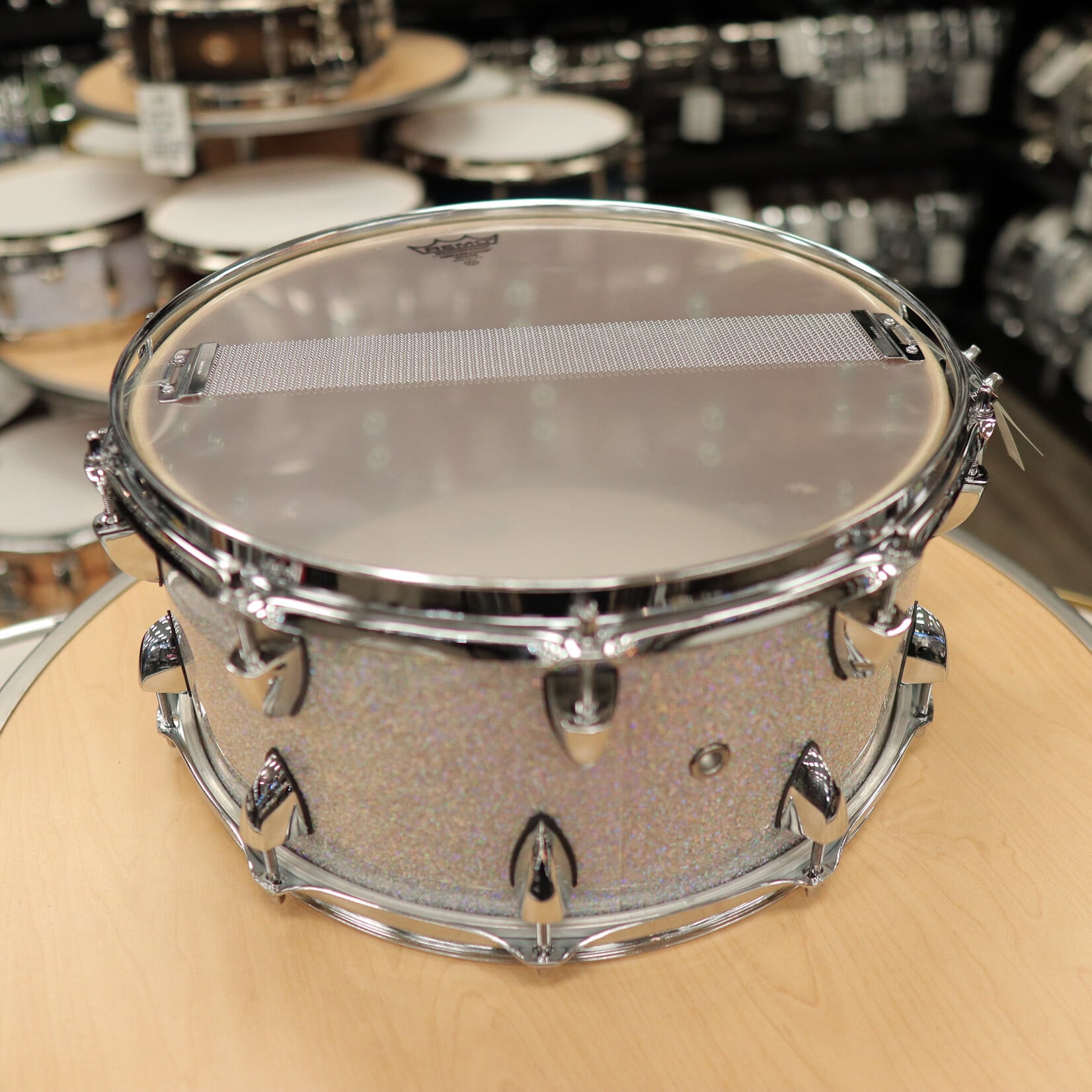 OCDP Pre-Owned OCDP Travis Barker Cherry 7x14" Snare Drum (Multi-Hollow flake Sparkle)
