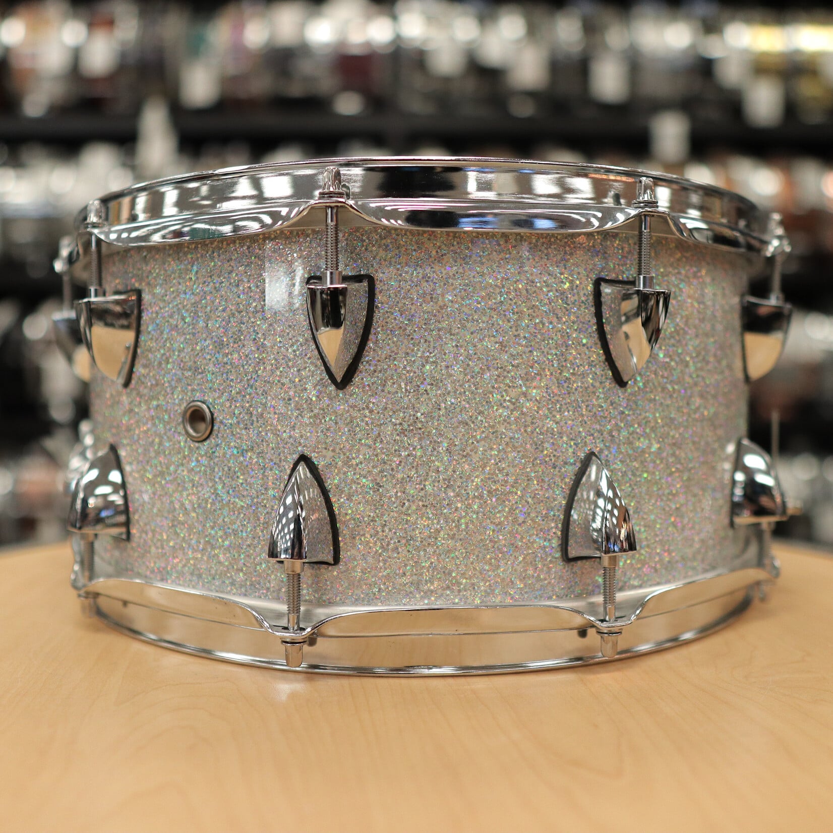 OCDP Pre-Owned OCDP Travis Barker Cherry 7x14" Snare Drum (Multi-Hollow flake Sparkle)