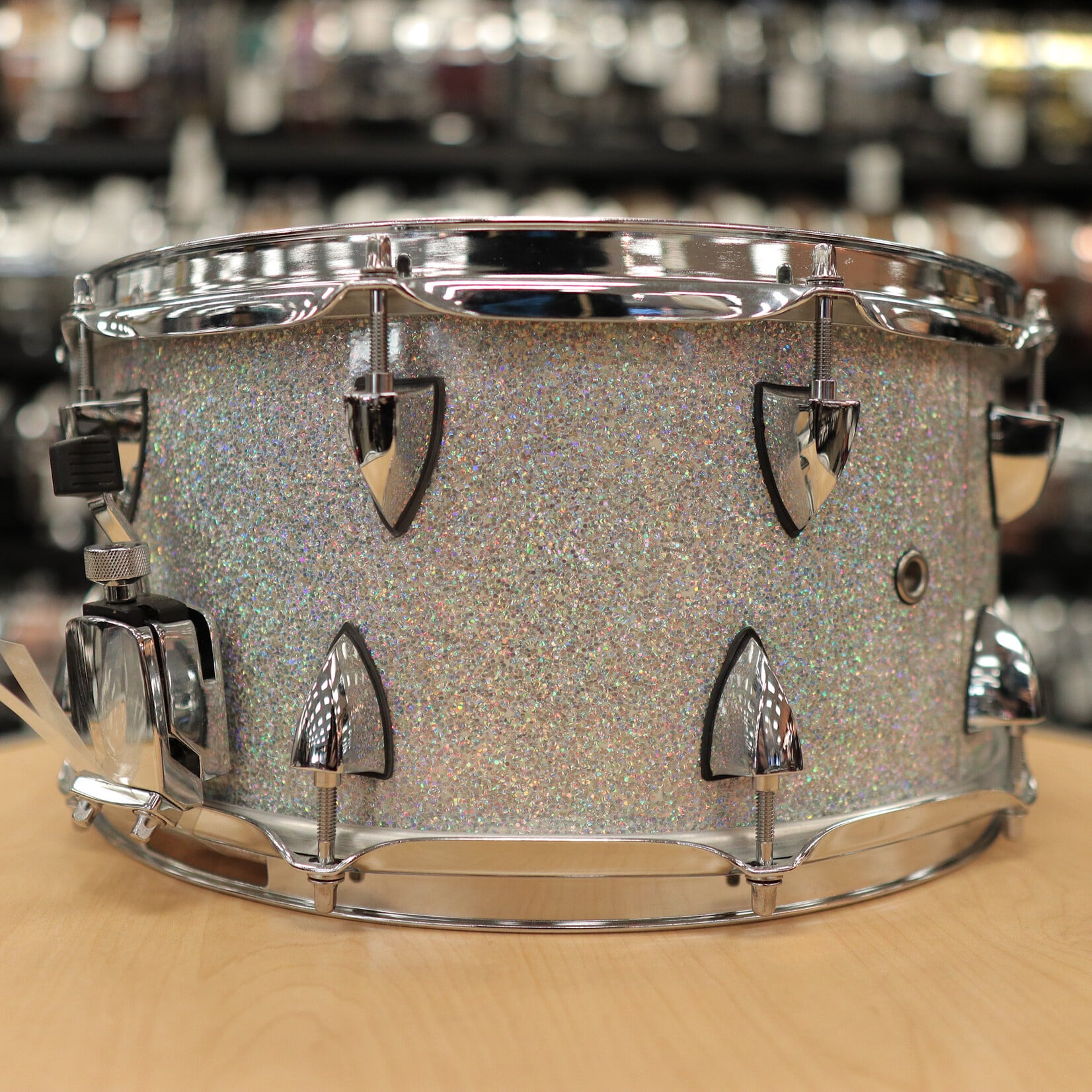 OCDP Pre-Owned OCDP Travis Barker Cherry 7x14" Snare Drum (Multi-Hollow flake Sparkle)