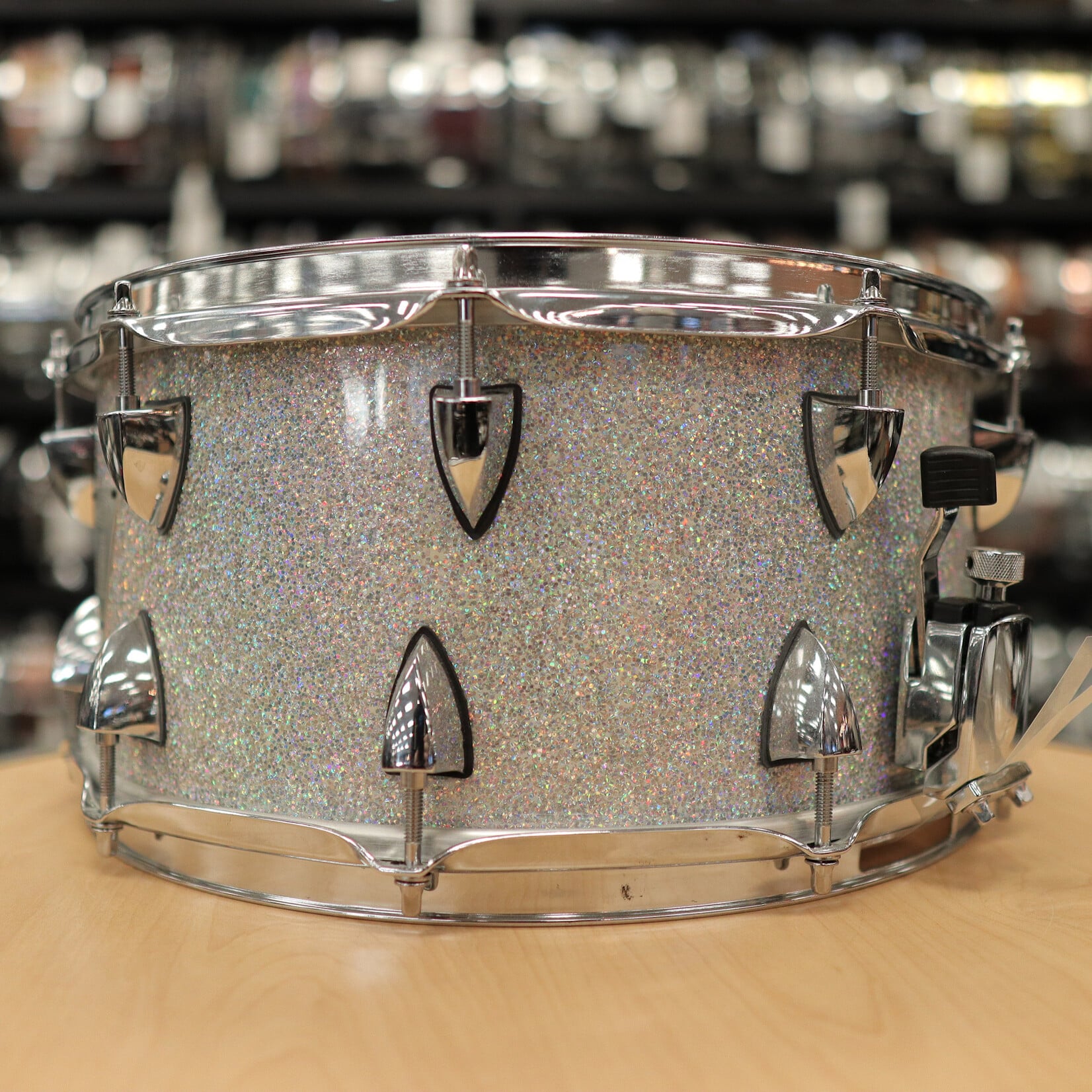 OCDP Pre-Owned OCDP Travis Barker Cherry 7x14" Snare Drum (Multi-Hollow flake Sparkle)