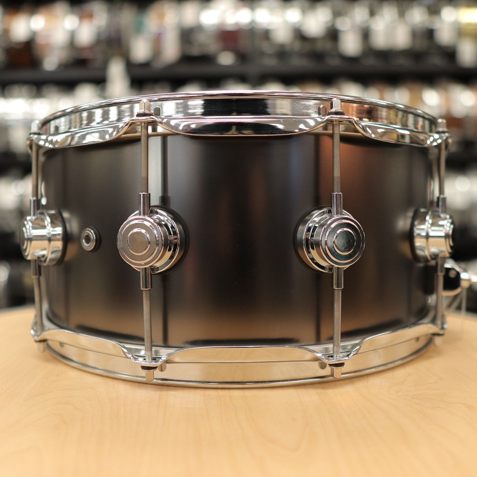 DW Pre-Owned DW Collector's Series Satin Black Nickel Over Brass 6.5x14 Snare Drum w/Chrome Hardware