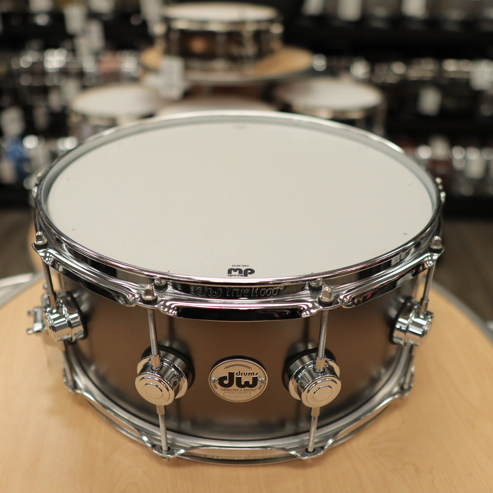 DW Pre-Owned DW Collector's Series Satin Black Nickel Over Brass 6.5x14 Snare Drum w/Chrome Hardware