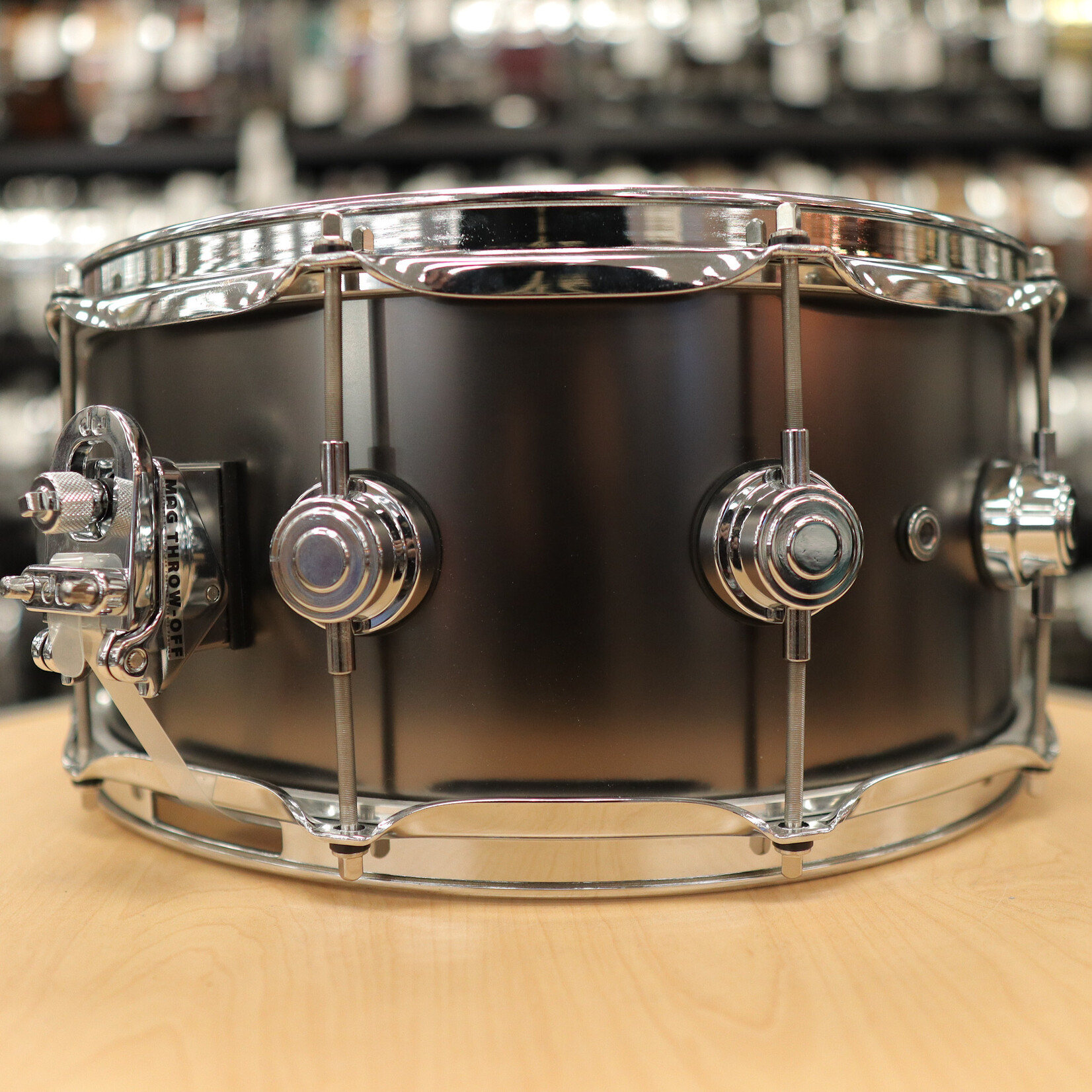 DW Pre-Owned DW Collector's Series Satin Black Nickel Over Brass 6.5x14 Snare Drum w/Chrome Hardware