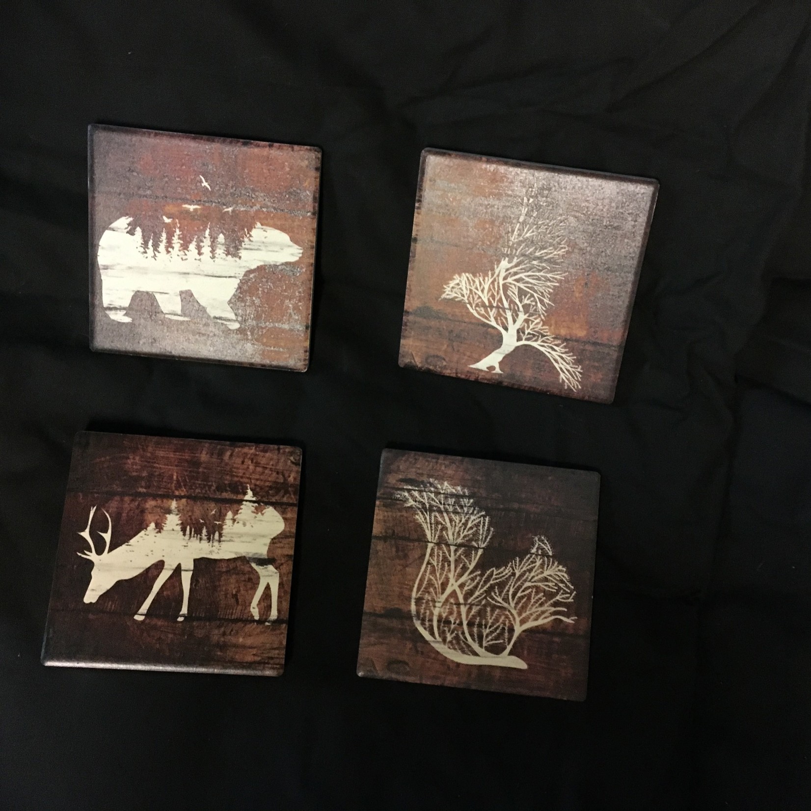 Tree Animal Stoneware Coasters (4 pk)