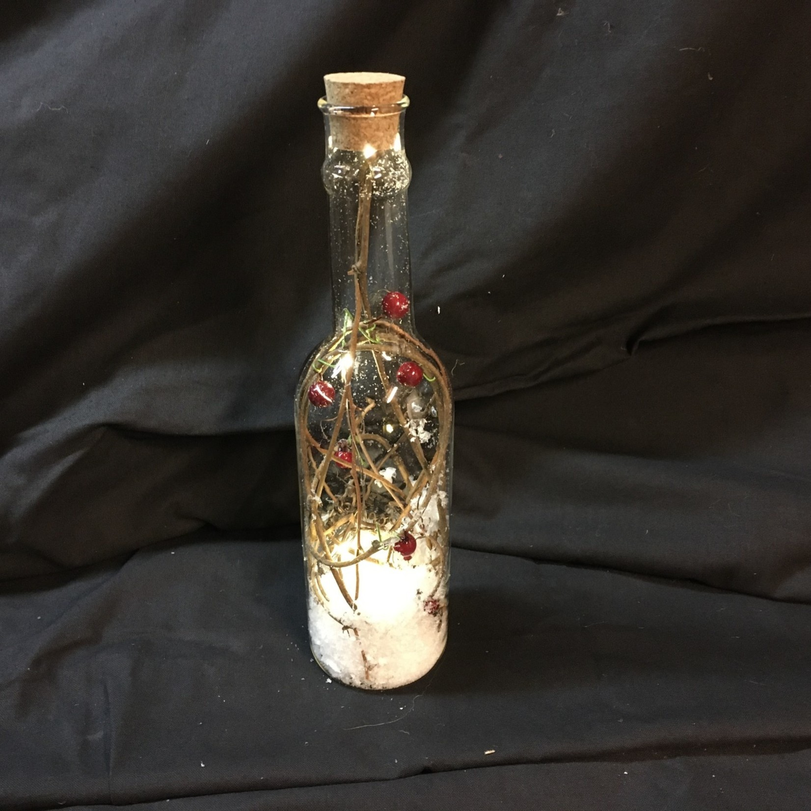 **9" LED Bottle w/Twigs & Berries