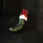 Glass Pickle w/Santa Hat
