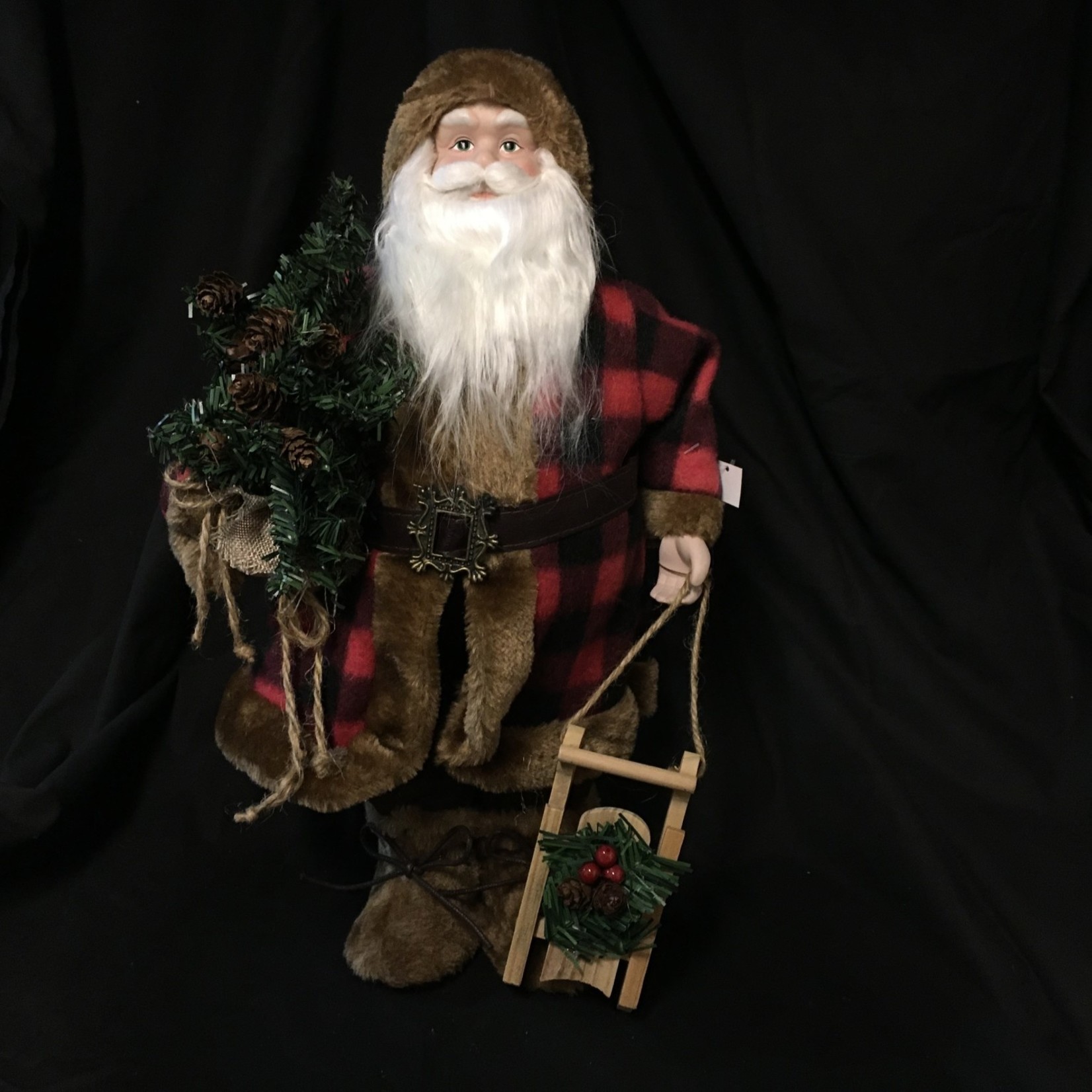 18" Plaid Santa w/Tree