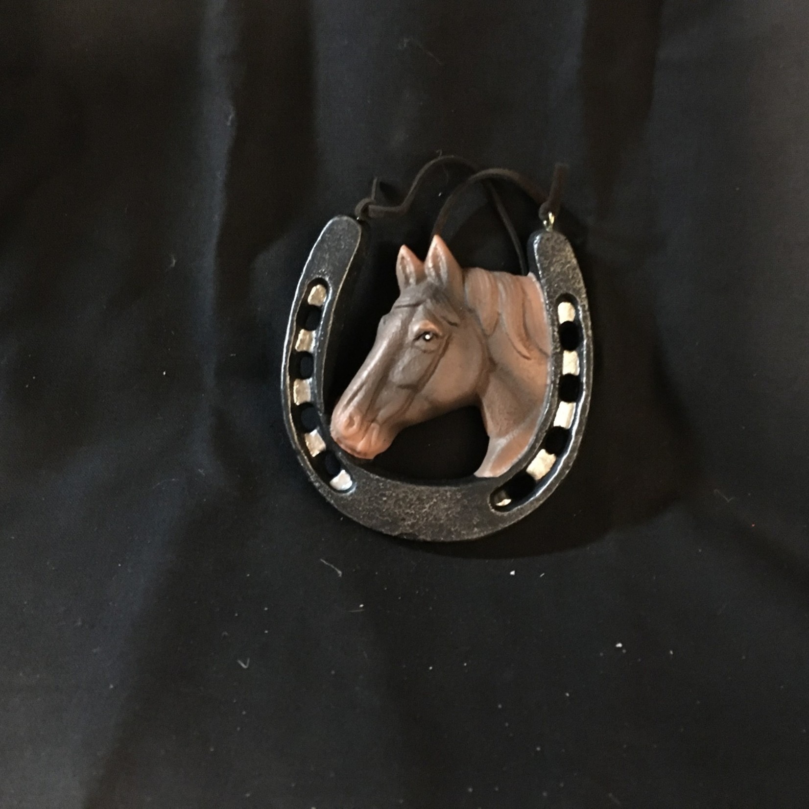 Horse Head in Horse Shoe Orn