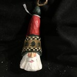 5" Carved Santa Orn w/Checkerboard Trim