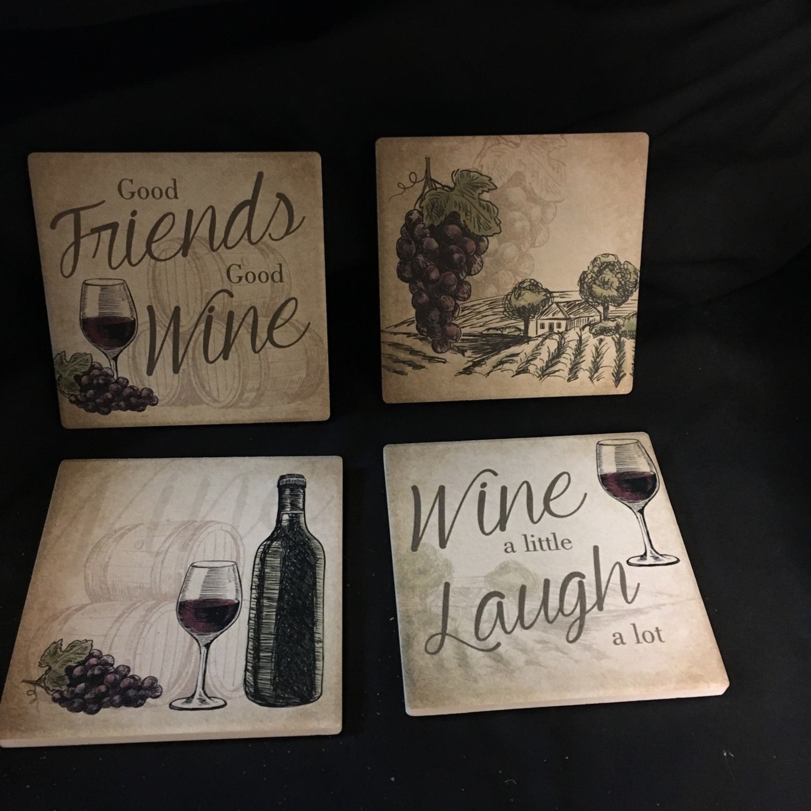 **Wine Stoneware Coasters (4 pk)
