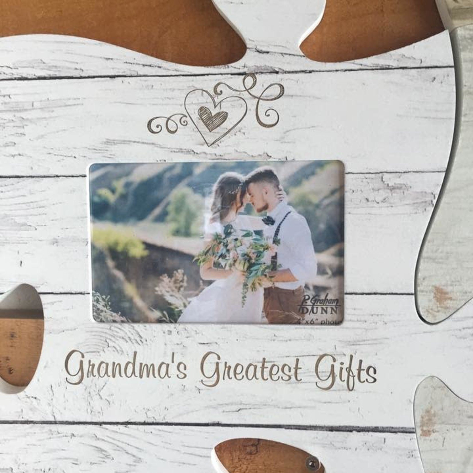 Puzzle Plaque - White Wood (4x6" Photo)