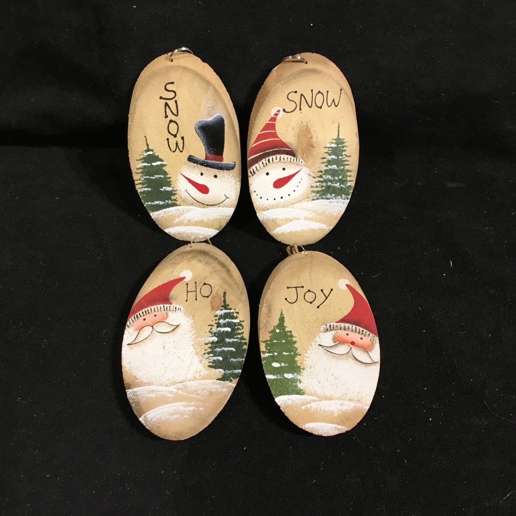 **Santa/Snowman Wood Oval Orn 4A