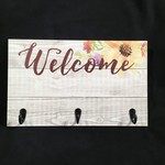 Plaque w/Hooks - Welcome 17x10.5”