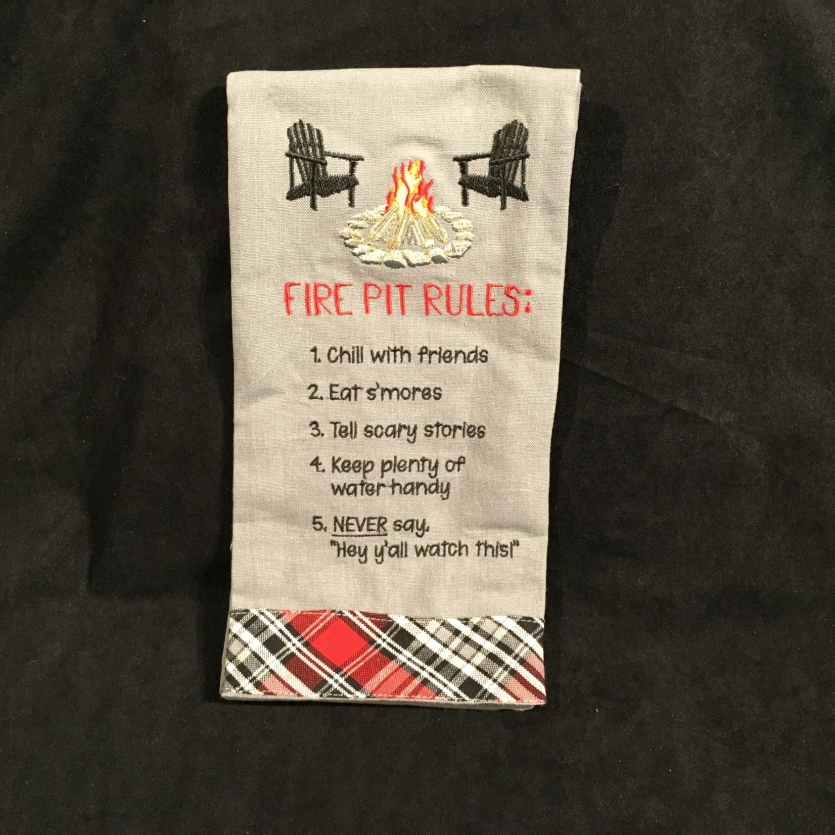 Fire Pit Rules Tea Towel
