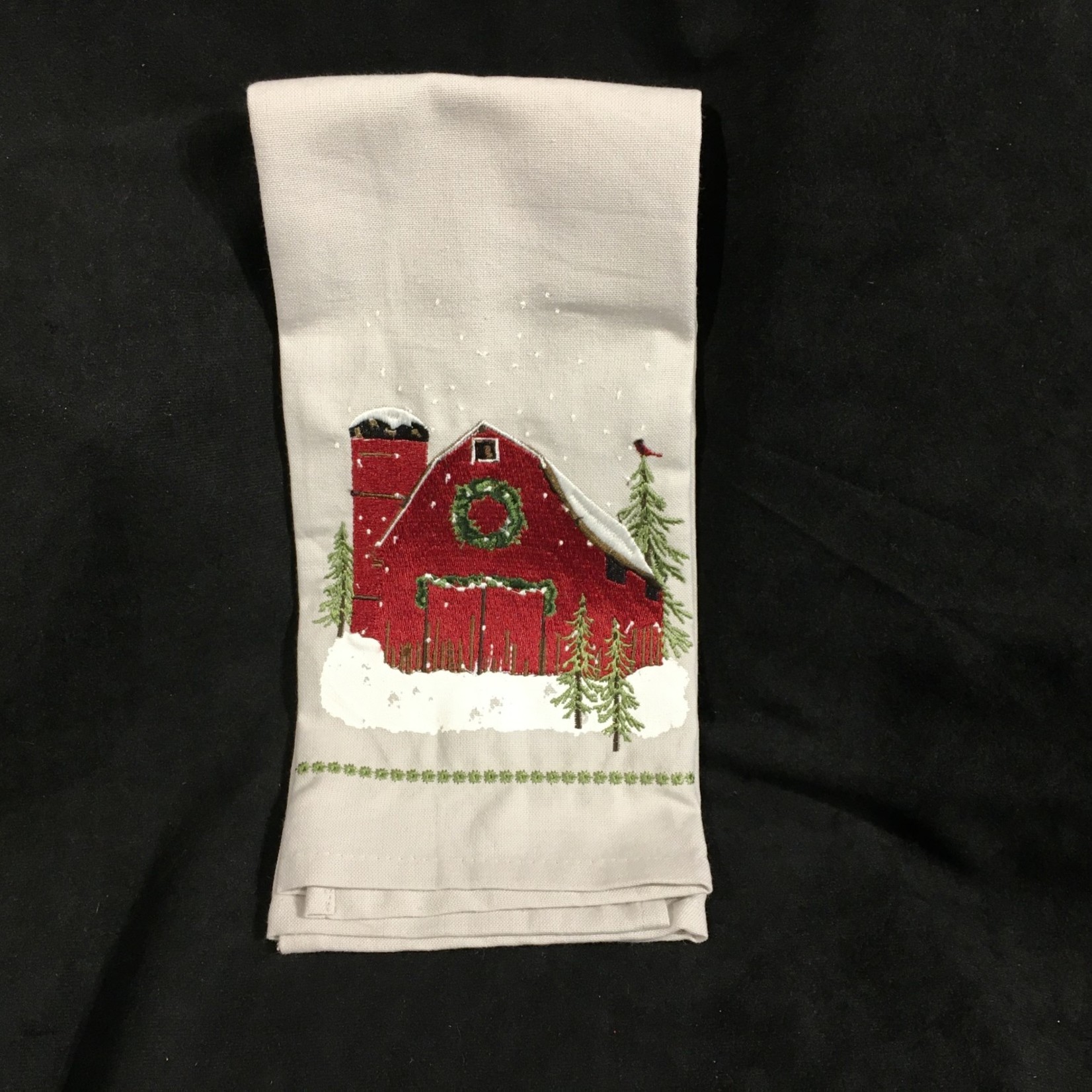 Barn Christmas Tea Towel