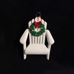 White Muskoka Chair w/Wreath Orn