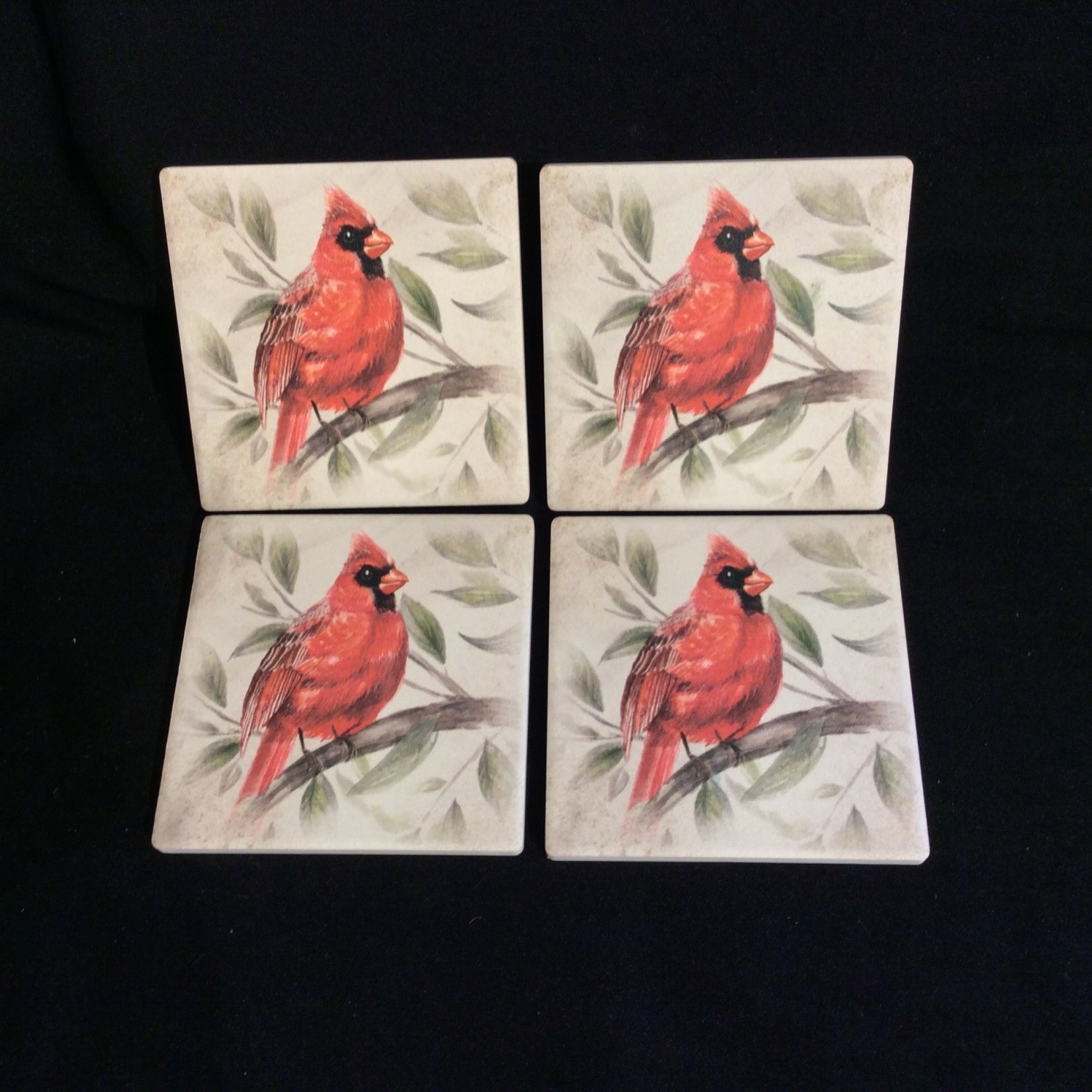 Cardinal on Branch Stoneware Coasters (4 pk)