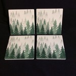 Tree Pattern Stoneware Coasters (4 pk)
