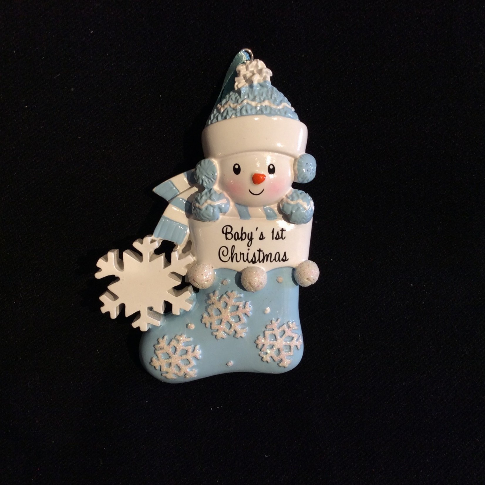 Baby Snowflake Stocking Orn. - Blue