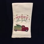 Merry and Bright Truck Tea Towel
