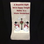 Snowman Lamp Post Tea Towel