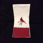 **Cardinal Pine Embroidered Tea Towel