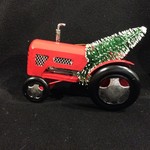 Metal Red Tractor w/Tree Orn