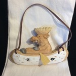 **Carved Moose in Canoe Ornament