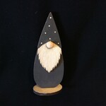 **6.5"  Black & White Wooden Gnome Santa Figurine