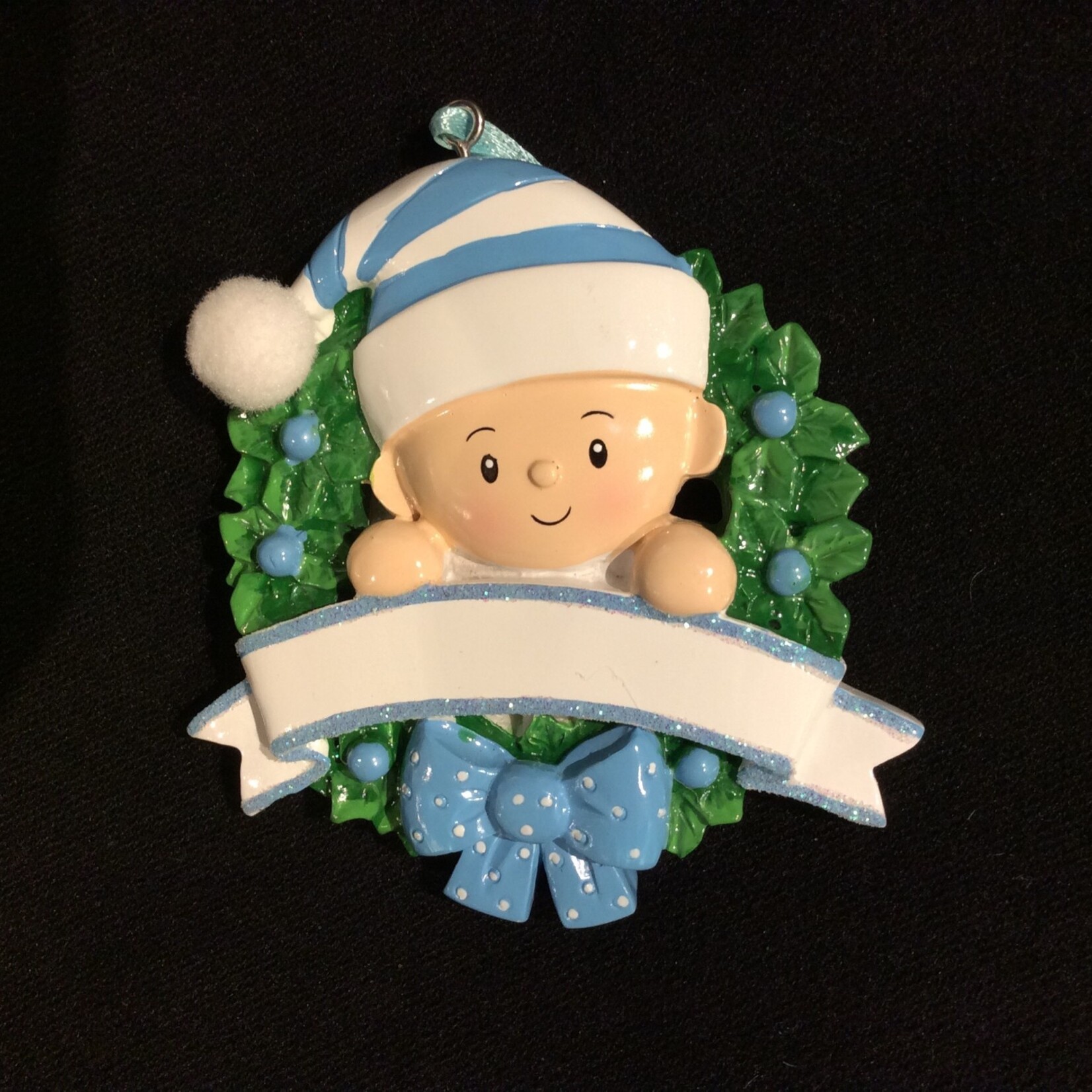 Baby in Wreath - Blue