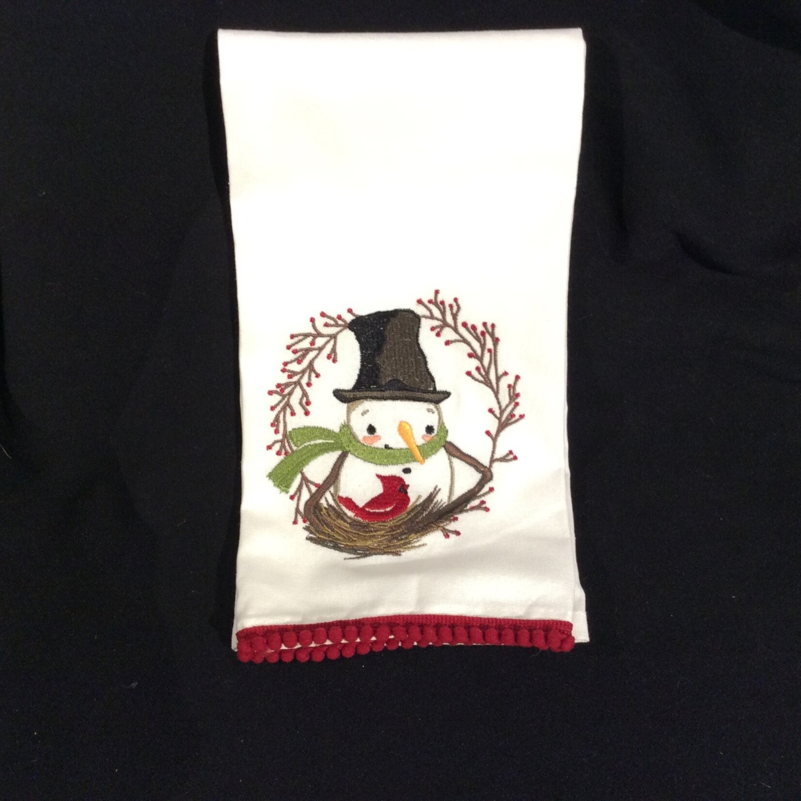 Snowman & Berry Wreath Tea Towel