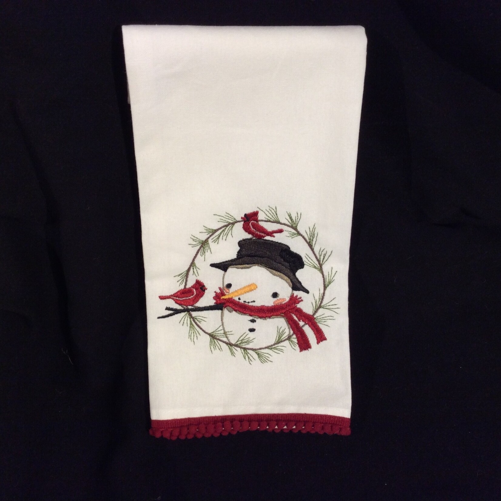 Snowman & Pine Wreath Tea Towel