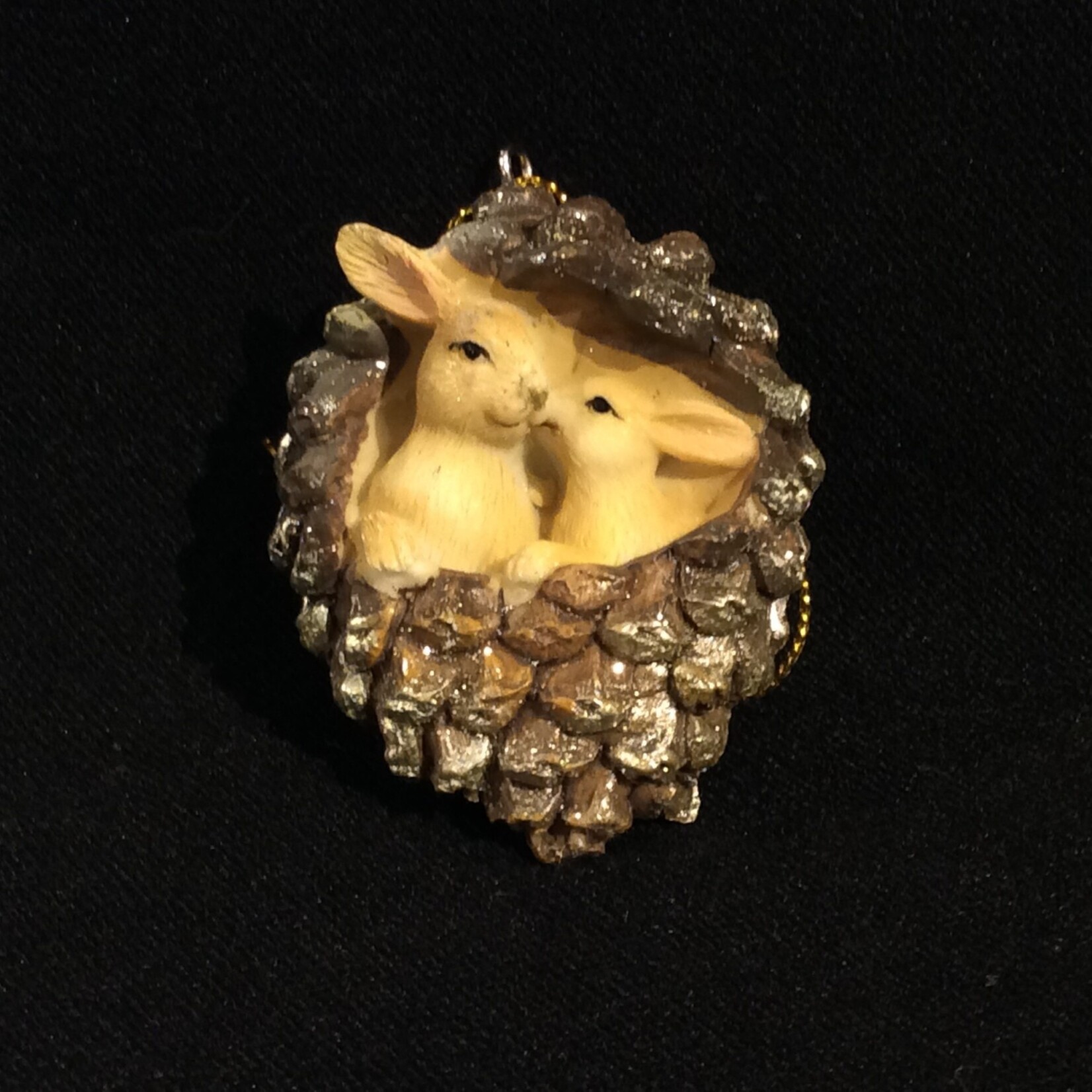 Bunnies in Pinecone Orn