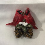 **Cardinal Pair on Pinecones Orn.