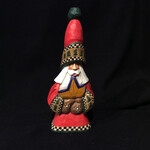 9" Carved Santa w/Checkerboard Trim