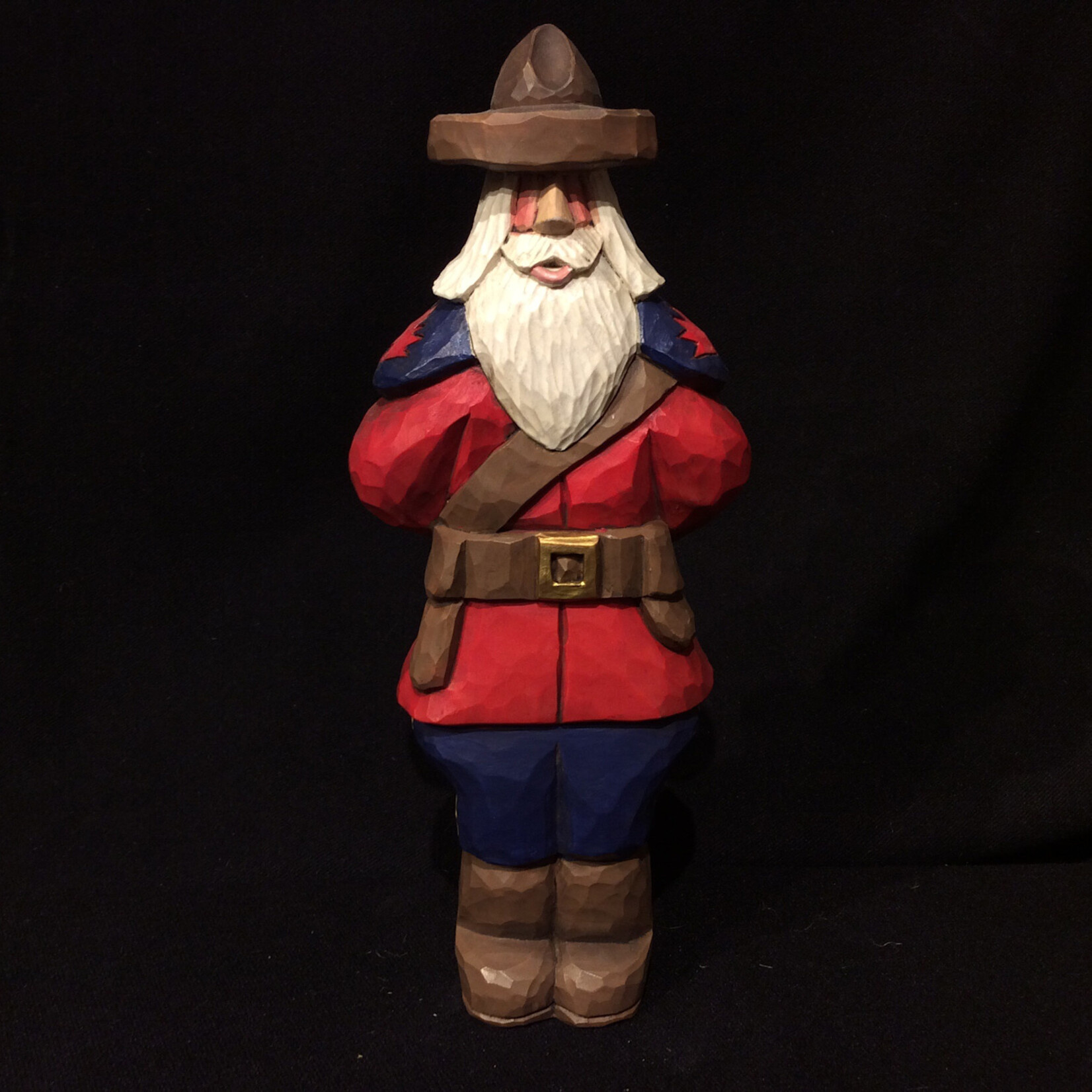 9" Carved Mountie Santa