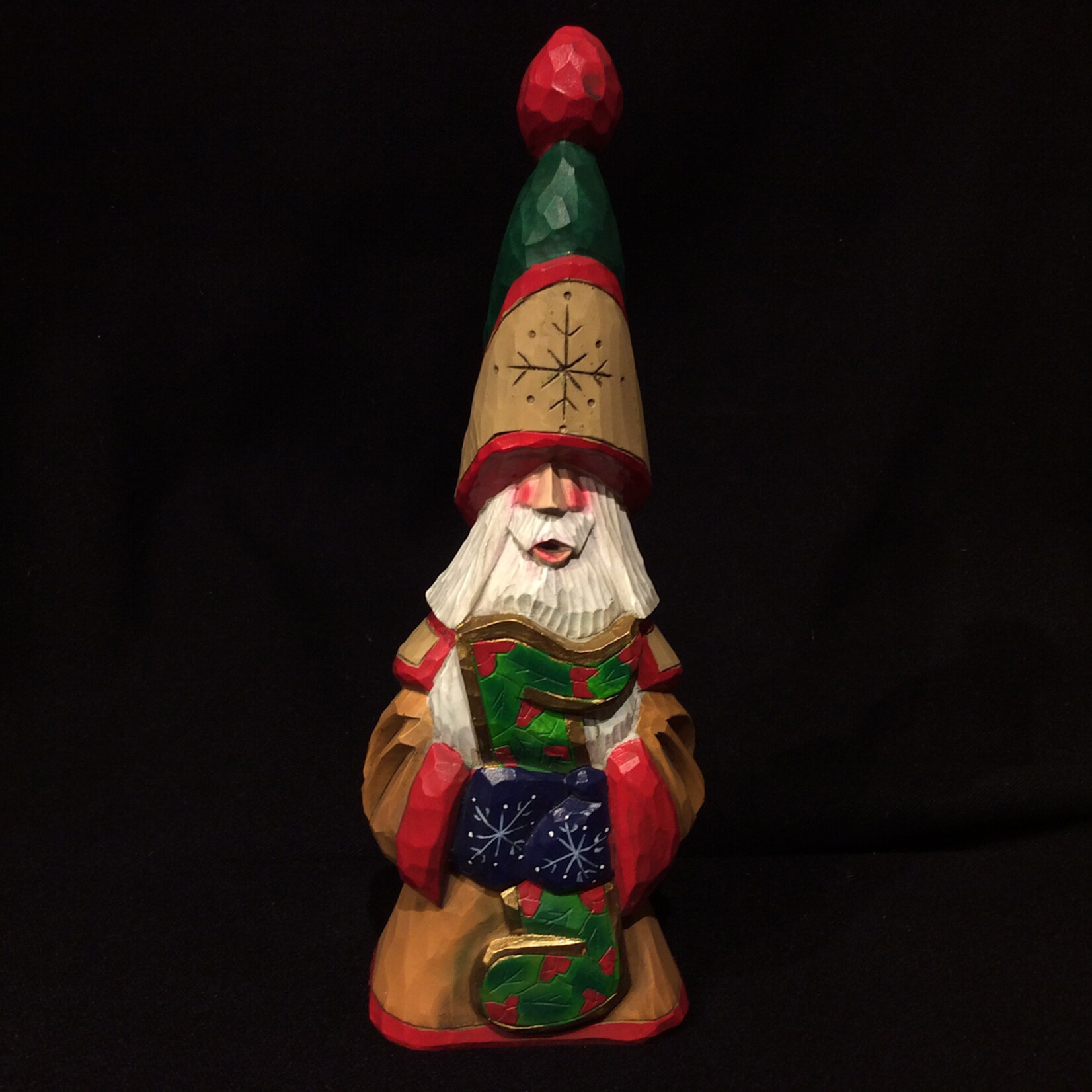 9" Festive Music Tall Hat Santa