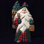 12" Carved Santa Lighting the Pathway