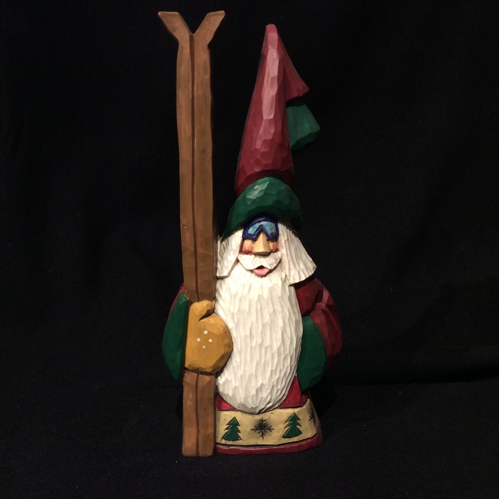 9" Carved Skier Santa