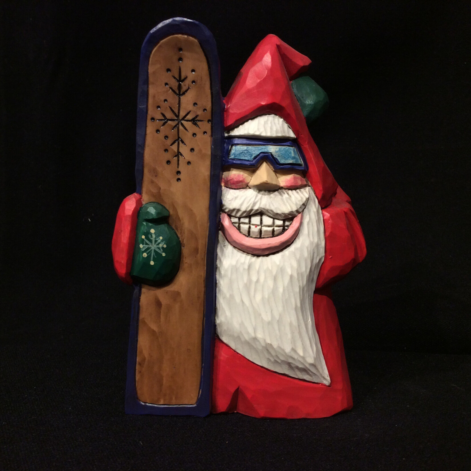6" Carved Snowboarder Santa