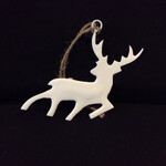 **White Enamel Deer Orn