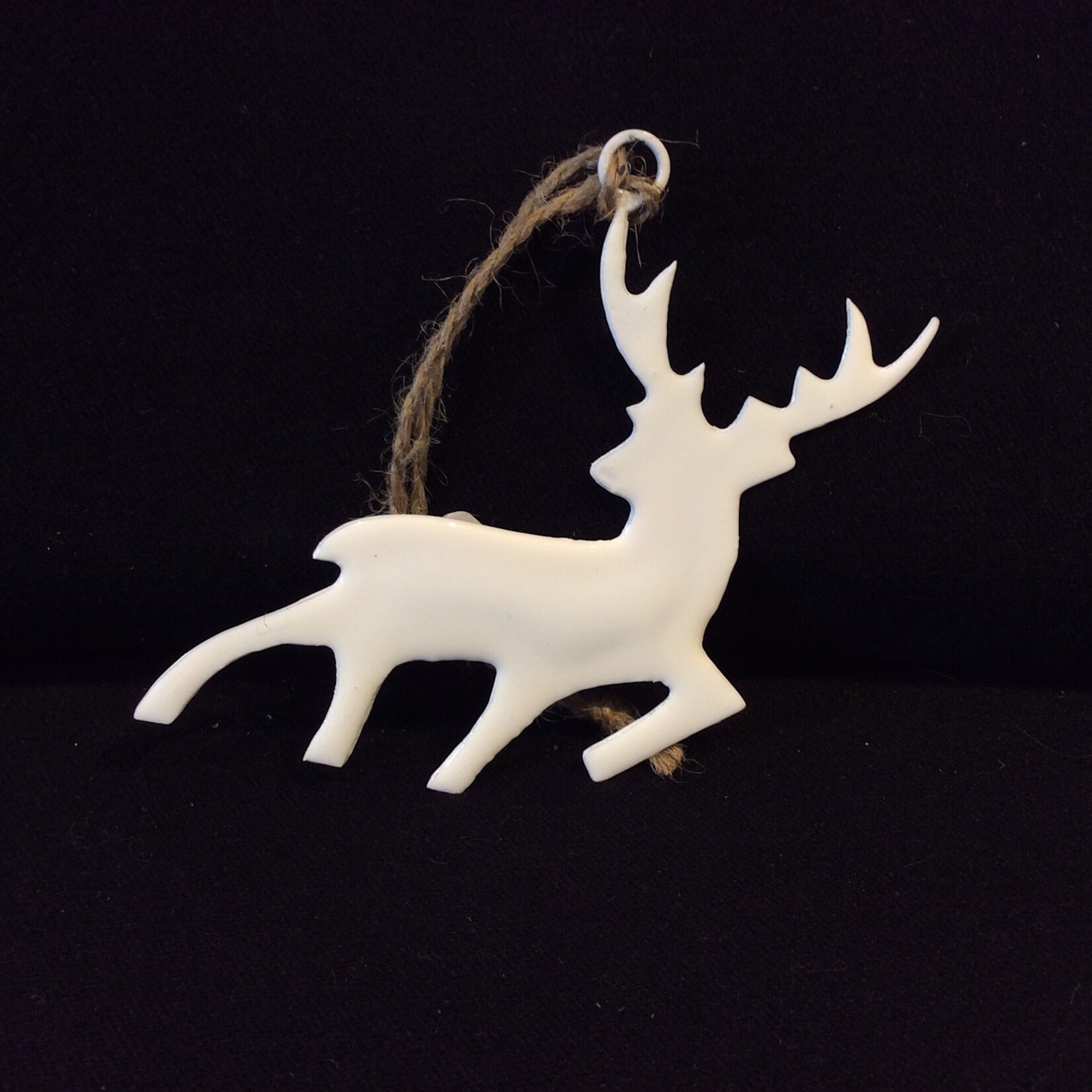 White Enamel Deer Orn