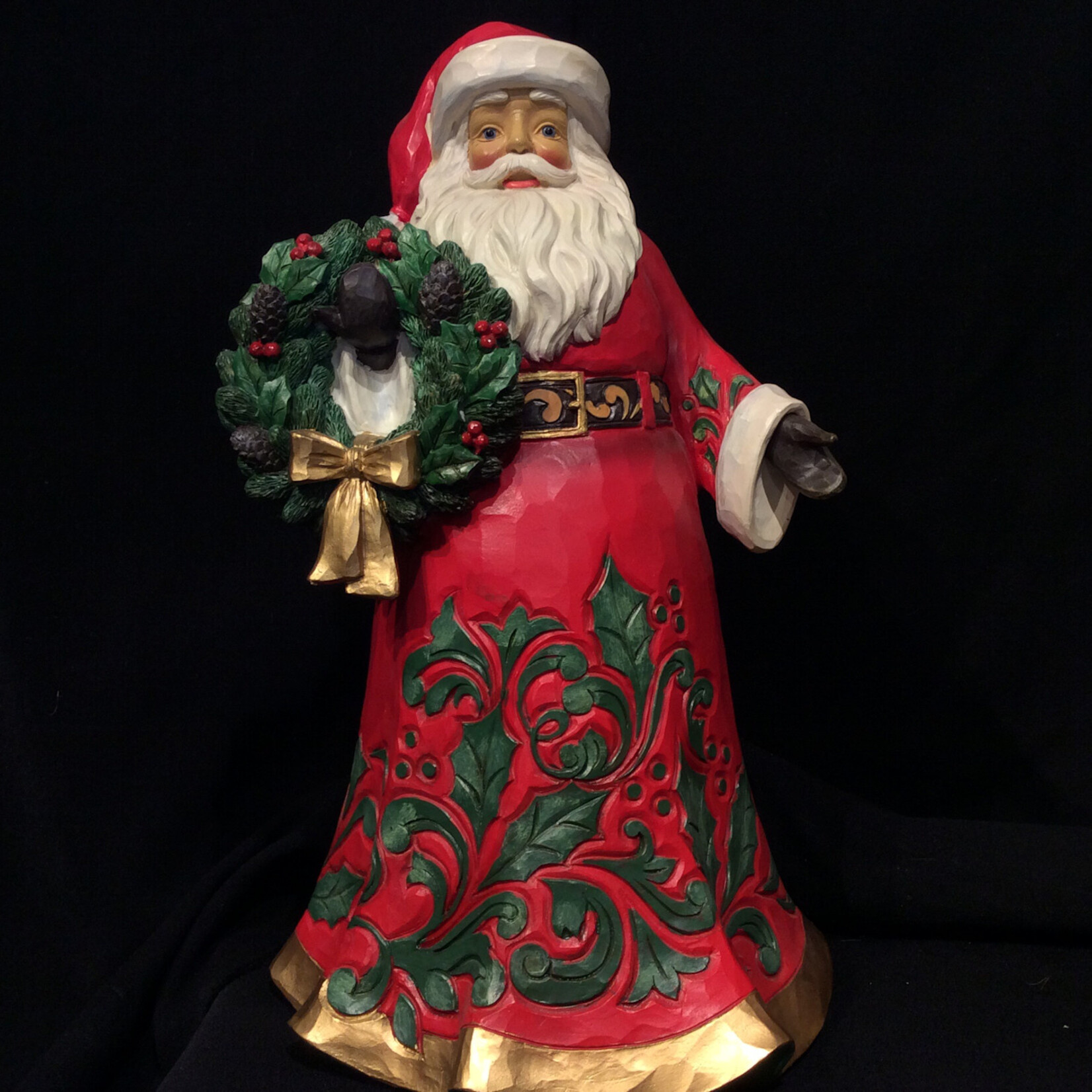 Jim Shore - 12" Jolly Santa w/Holly Wreath