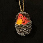 Cardinals in Pine Cone Orn 2A