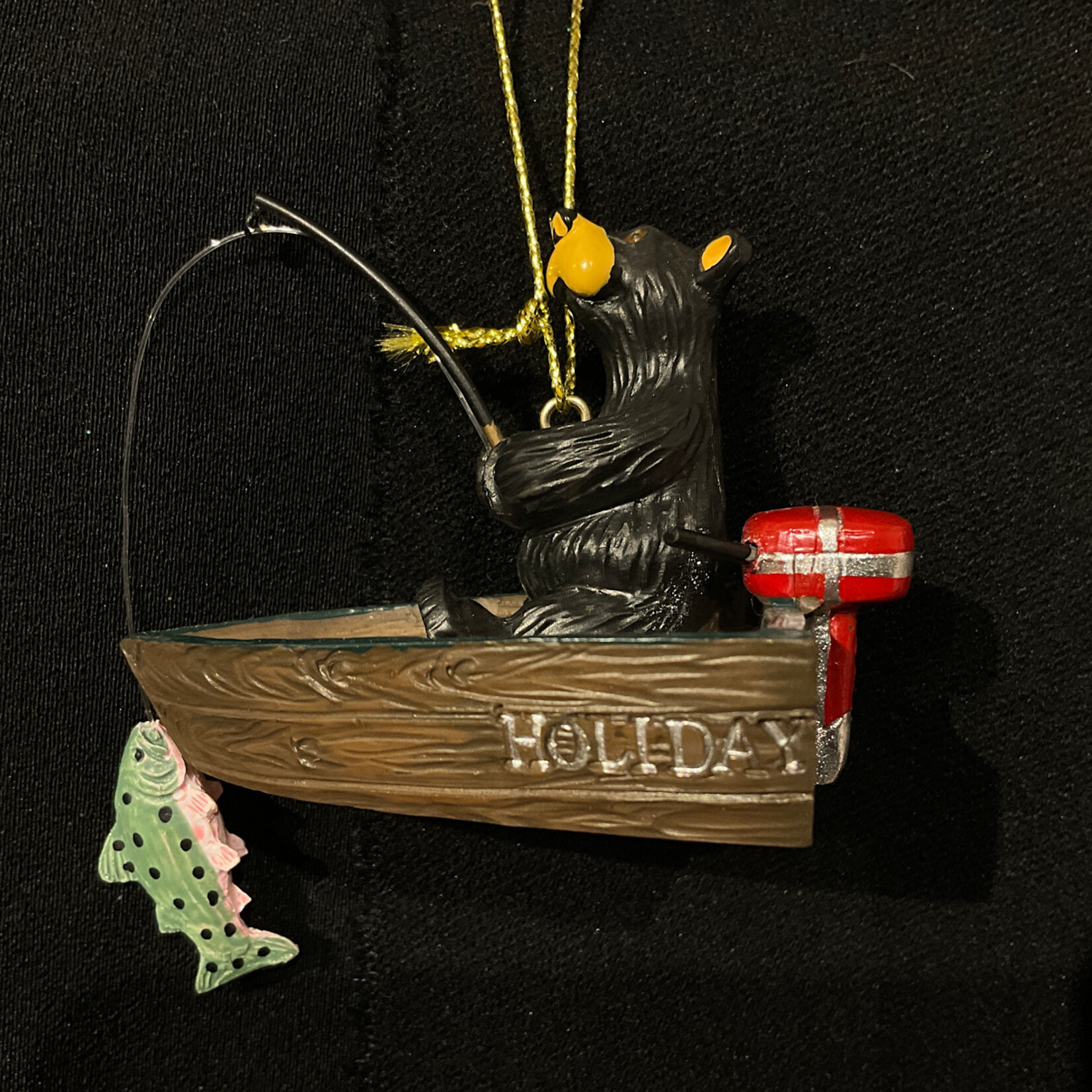 Bear in Fishing Boat Ornament